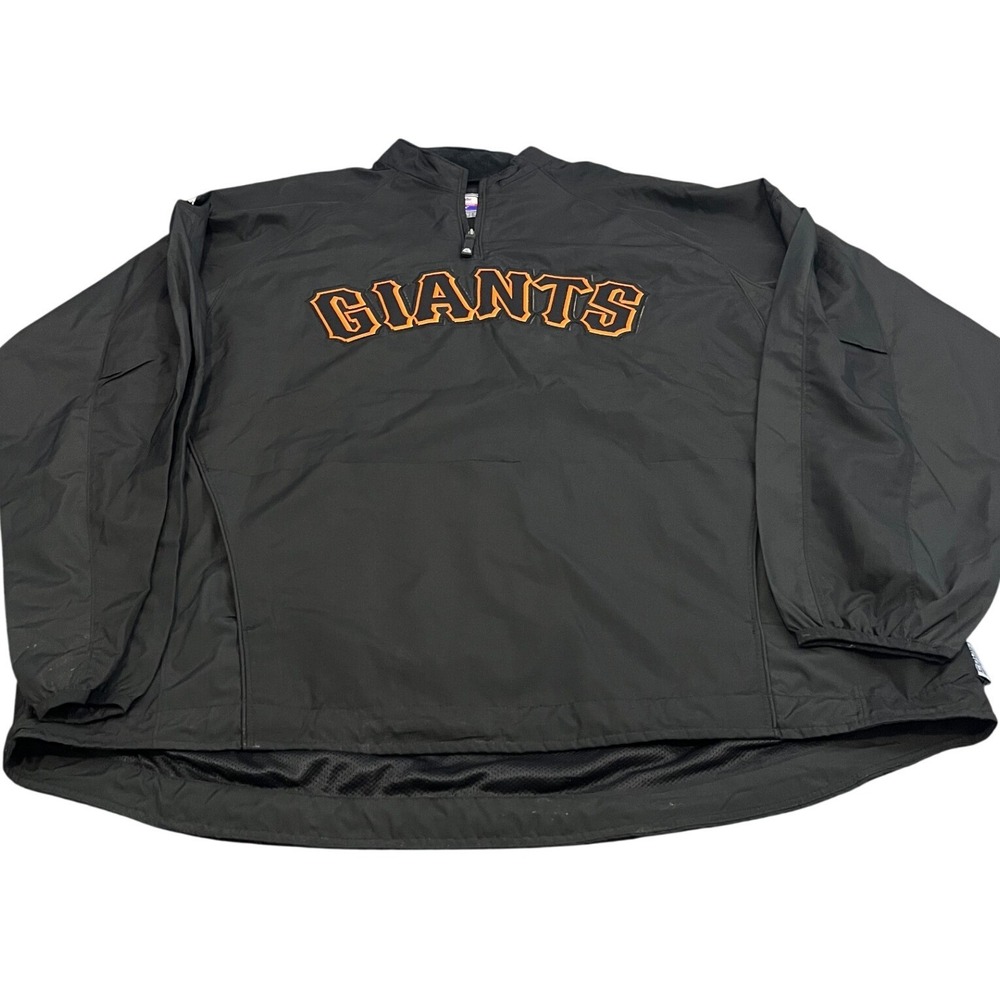 Majestic San Francisco Giants Windbreaker 2XL Black Quarter Zip Pullover MLB